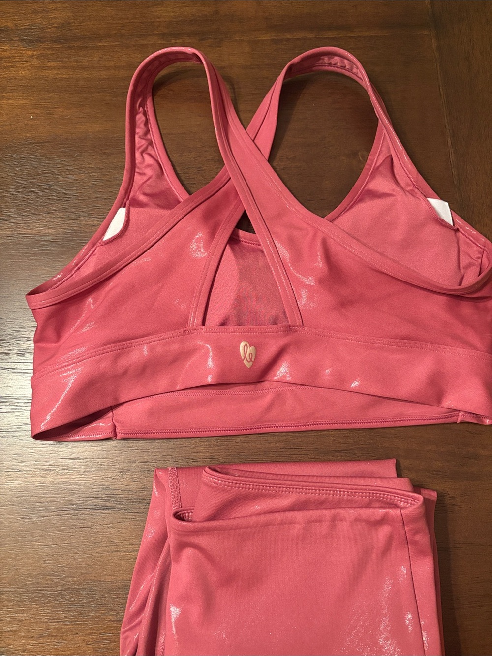 Shiny Pink Active Set - Sports Bra, Leggings and Heart Socks - Picture 5 of 6